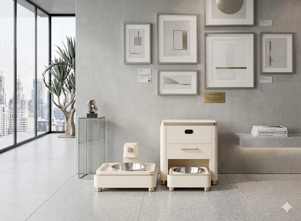 KibbleKraft in Creamsicle in a modern apartment