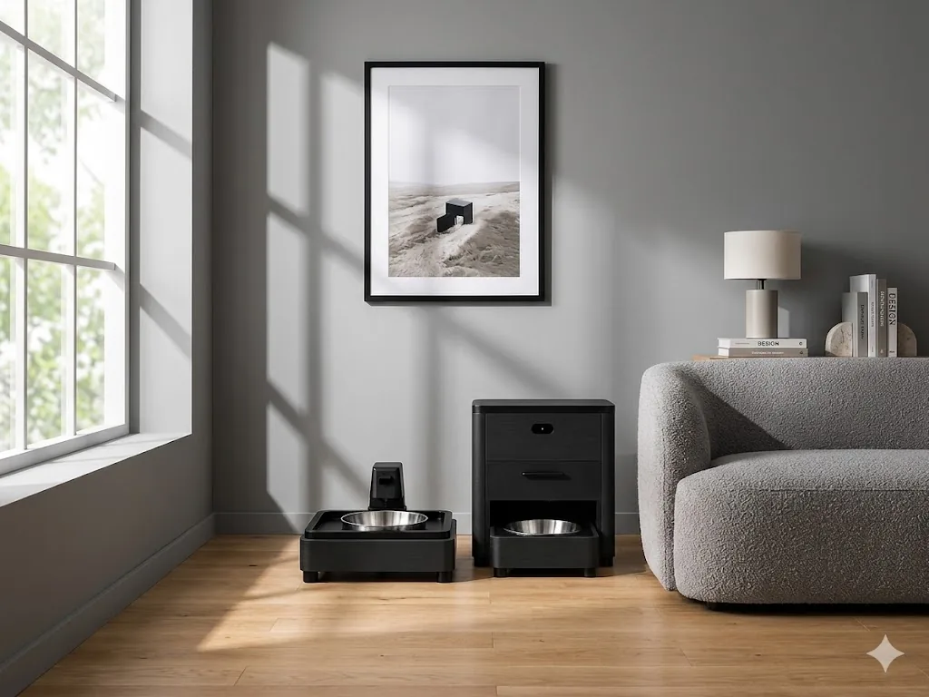 KibbleKraft in Modern Black in a grey room